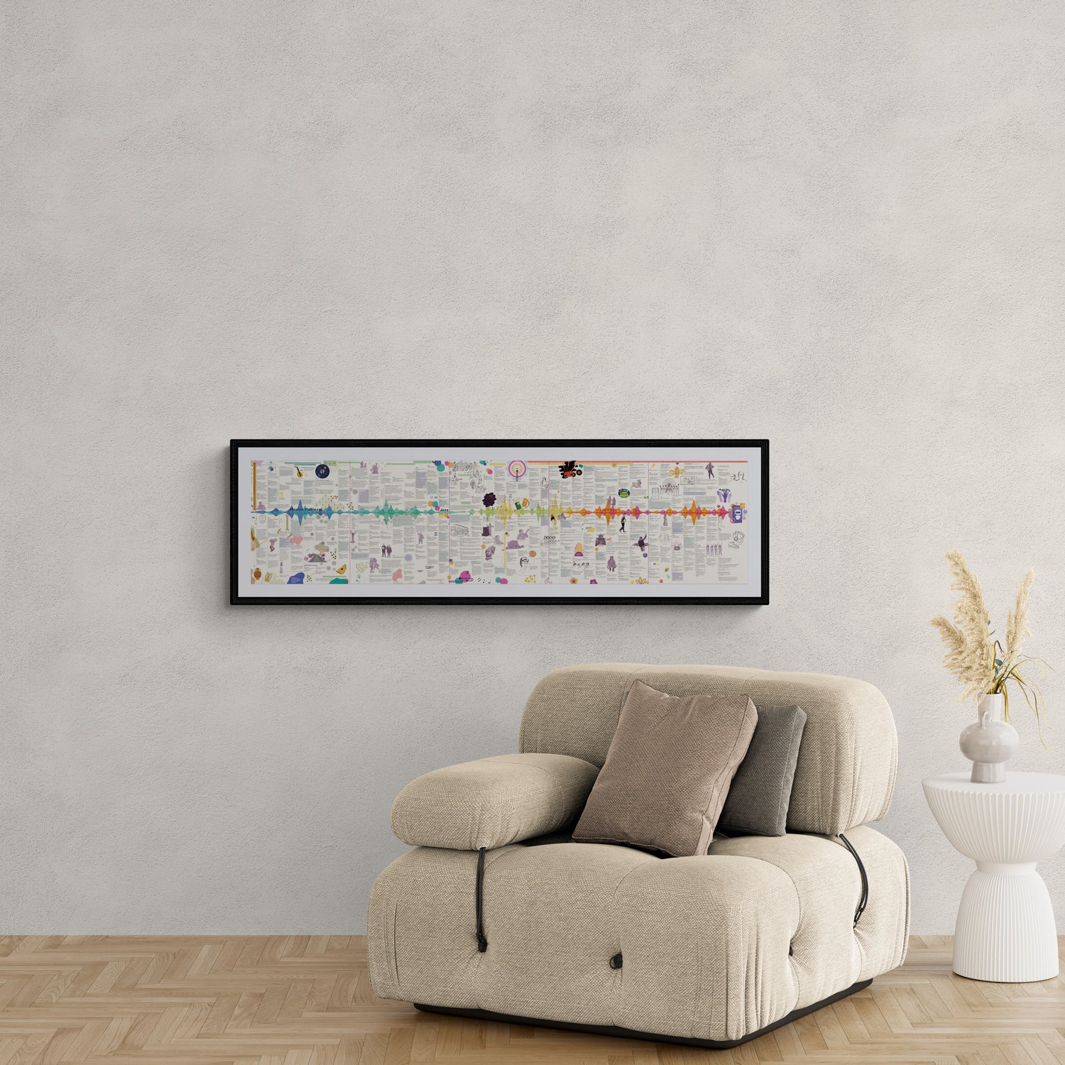 Musicline 2023 – El mapa que pone tu vida en clave musical
Un polidíptico de 5 caras que reúne los hitos musicales, tecnológicos y culturales del 2023. Más que un cuadro: es un viaje. Ideal para melómanos, nostálgicos modernos y quienes aman entender el mundo a través de la música. Disponible enmarcado.
✨ Convierte tu pared en una cápsula del tiempo sonora.
🖼 Arte educativo y decorativo.
🎁 Regalo perfecto para quienes vibran apreciando la evolución de la música
